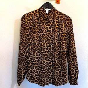H&M Leopard print blouse XS